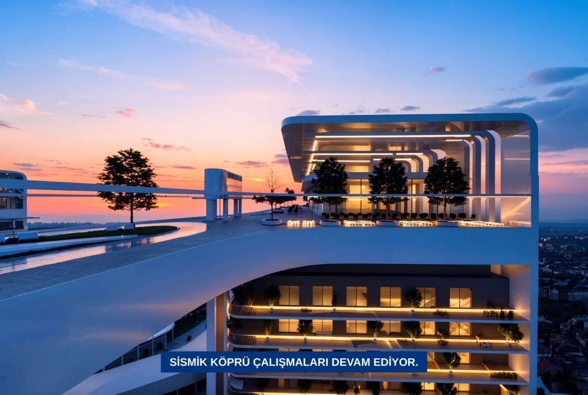 Taşyapı Şişli exterior project visualisation (night area)