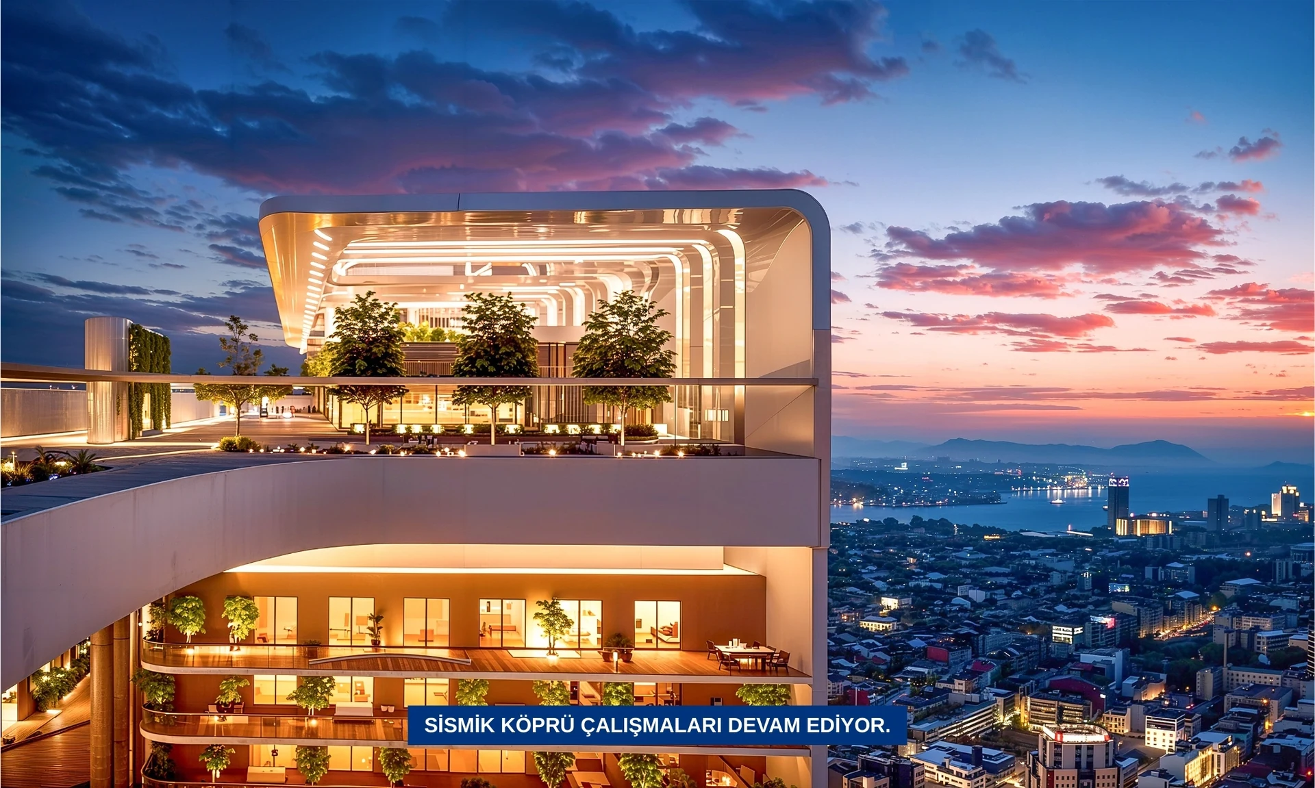 Taşyapı Şişli exterior project visualisation (night area 2)
