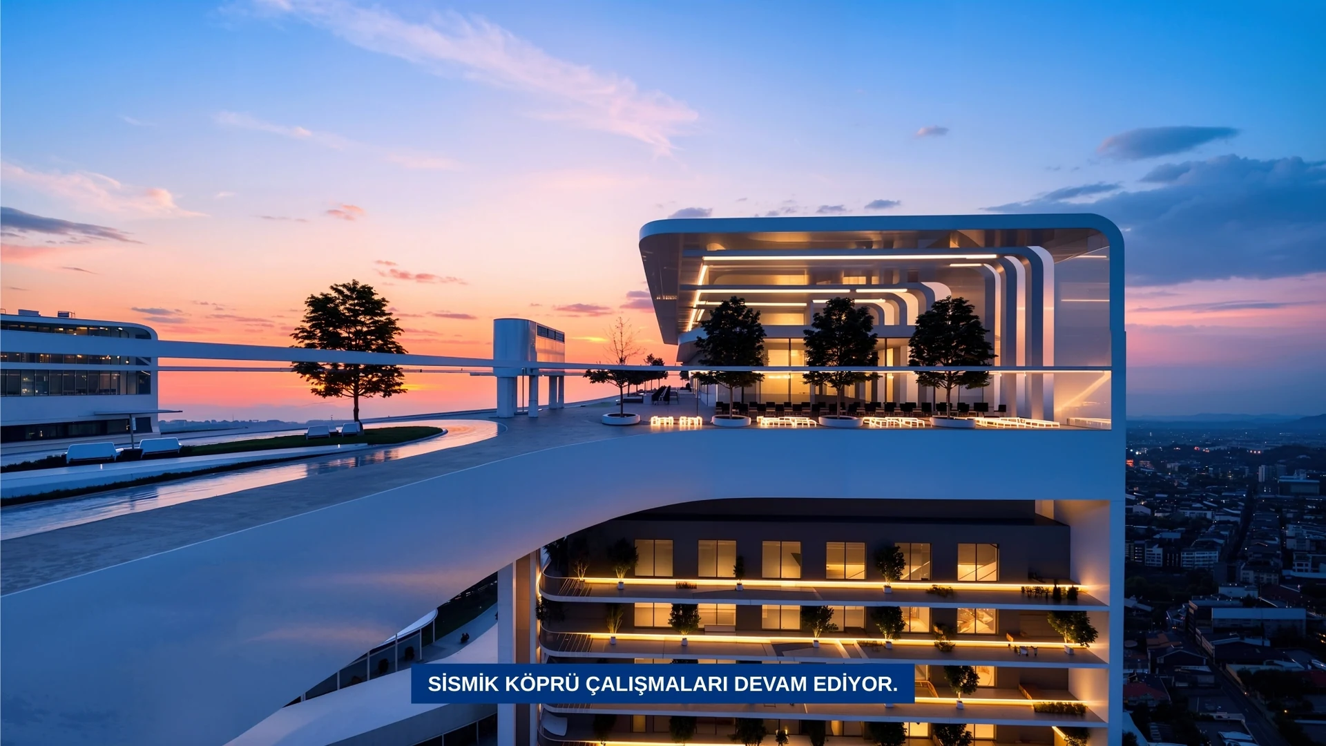 Taşyapı Şişli exterior project visualisation (night area)