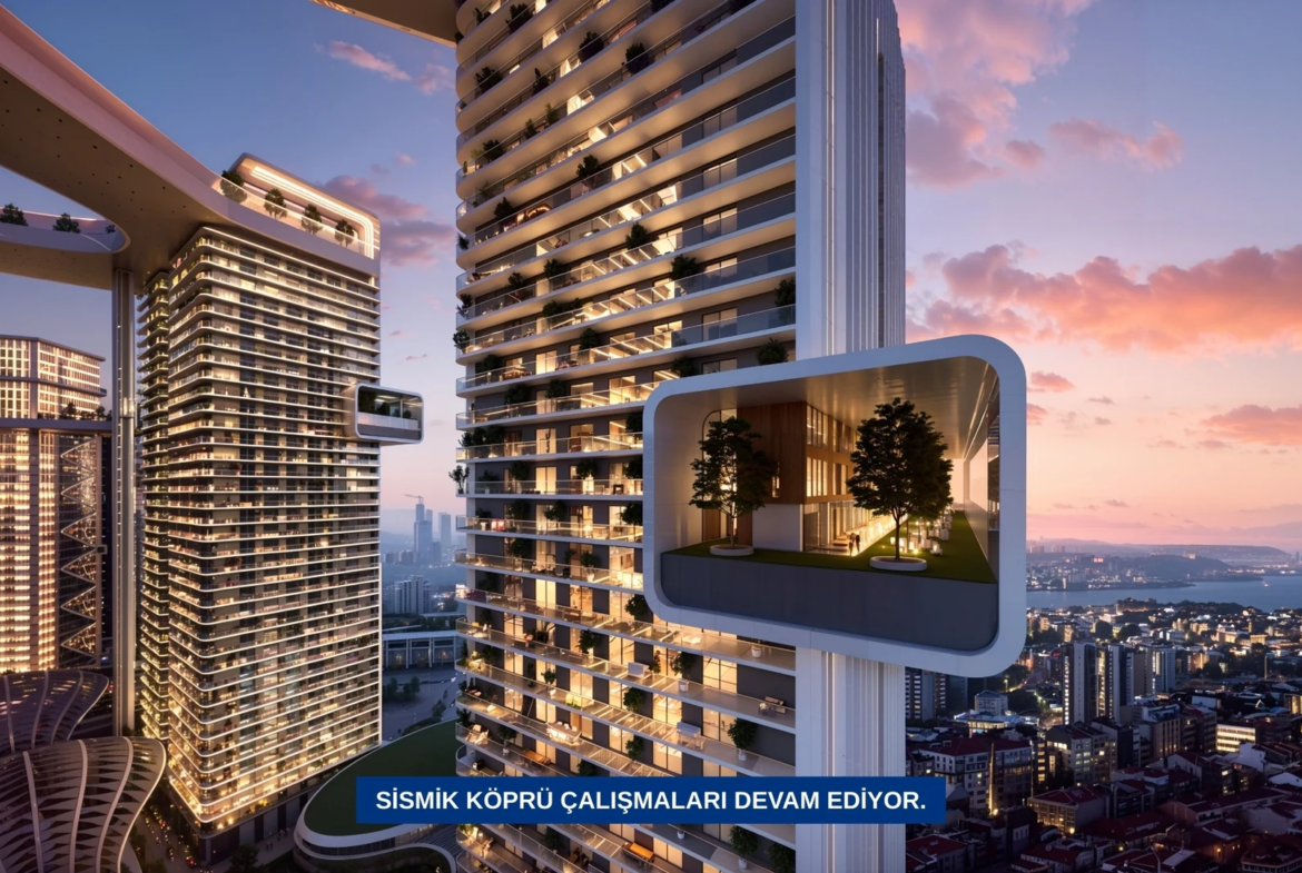 Taşyapı Şişli exterior project visualisation (sunset 2)