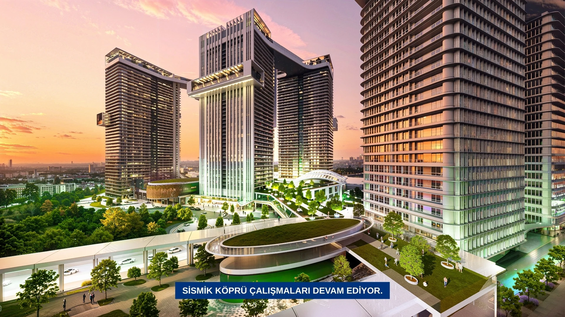 Taşyapı Şişli exterior project visualisation (sunset)